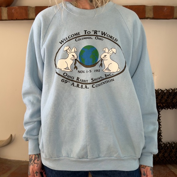 Fruit of the Loom Tops - Vintage 1992 Ohio Rabbit Shows ARBA Convention Sweatshirt‎ Blue XL